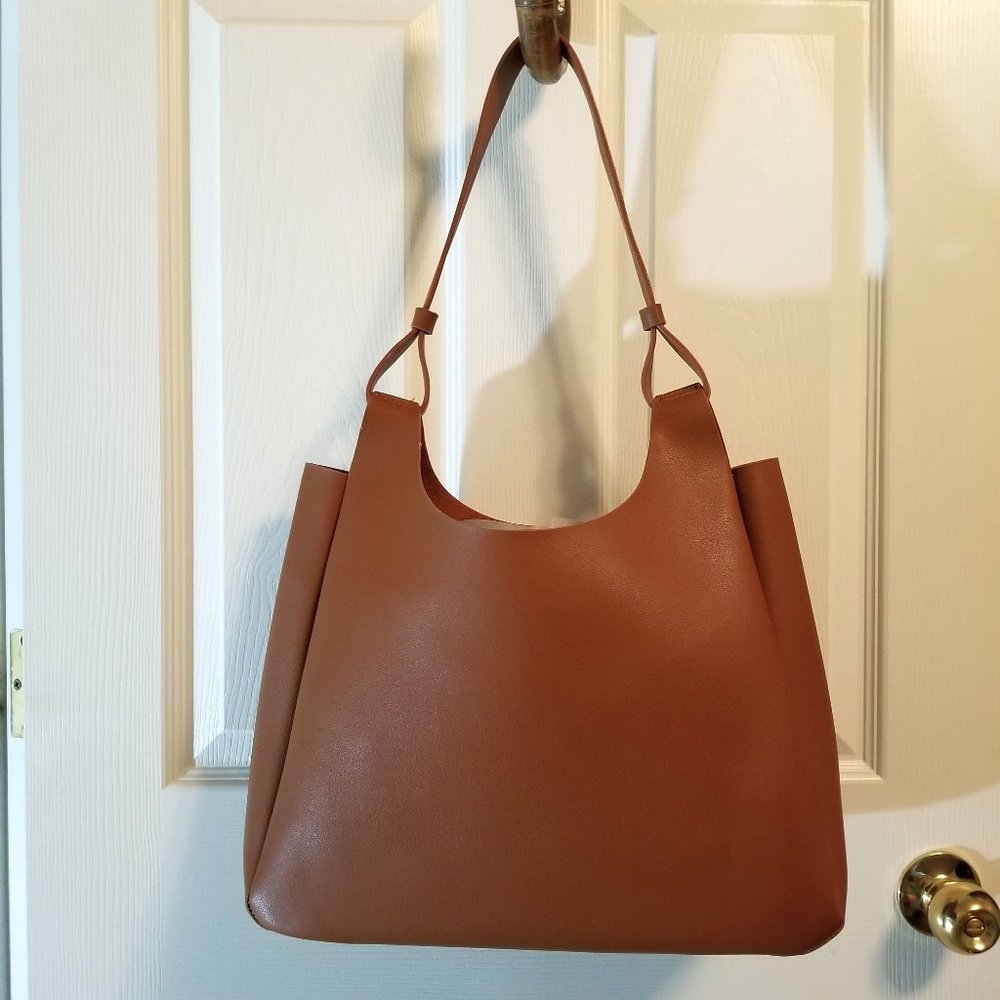 Neiman Marcus Buckskin Faux Leather Tote